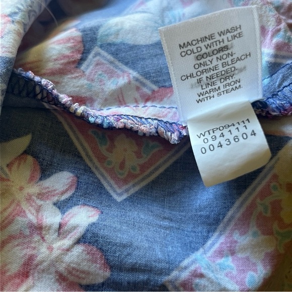 pure Jill Hibiscus Floral SCARF PRINT TANK Lace-Up Neck Lightweight Rayon Top M - Picture 11 of 11